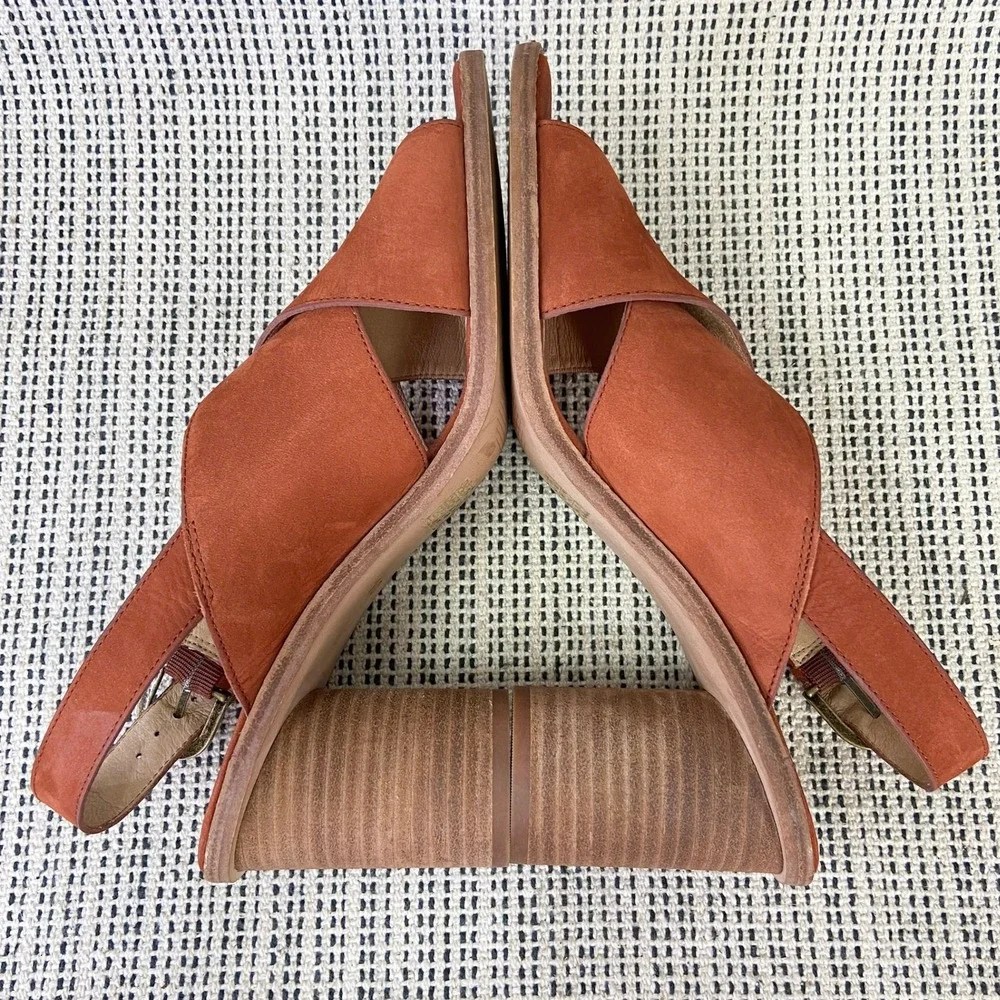 Madewell Ruthie Block Heel Sandals Sz 10 Spiced Cider Rust‎ Suede Leather Boho
